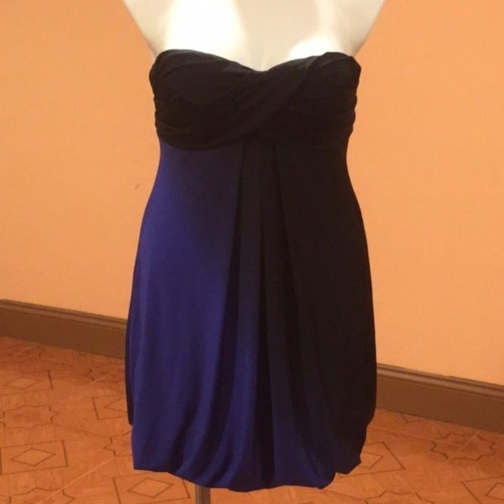 Xscape blue and black ombre strapless dress